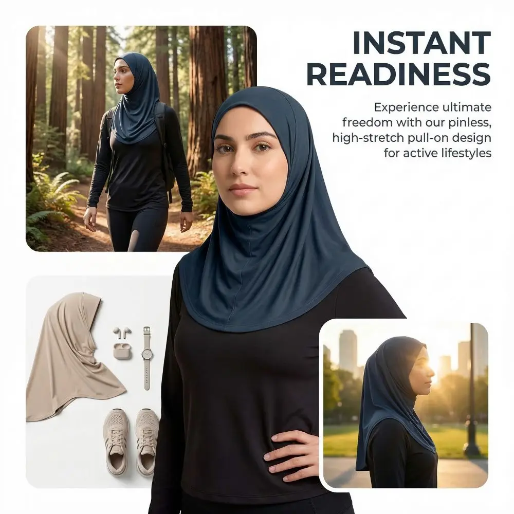 

Stretch Elegant Headband Hat Soft Simple Head Wrap Cap Full Cover Head Cover Ramadan Hijab Women