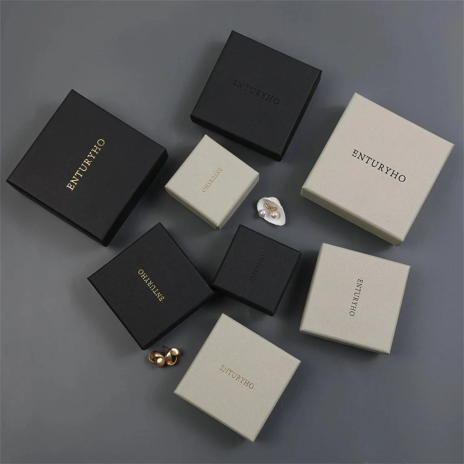 

50-500pcs White Black Box Jewelry Packaging Box Buckle Lid Box With Base Box With Foam Custom Logo