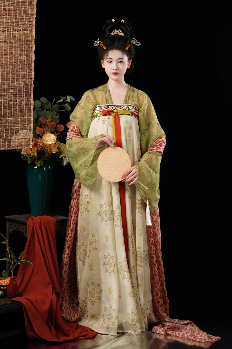 Shanchi Hanfu Original Blue Glass Tang Dunhuang Restoration Style Slim Chest Broken Skirt 12 Broken Skirts Women's Summer S
