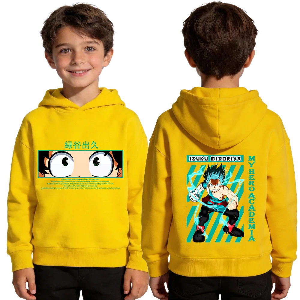 My Hero Academia Deku Anime Hoodie, Kinder Jungen Mädchen Unisex Kinder Kapuzenpullover, Doppelseitig Bedruckter Langarm-Pullover – Detail 5