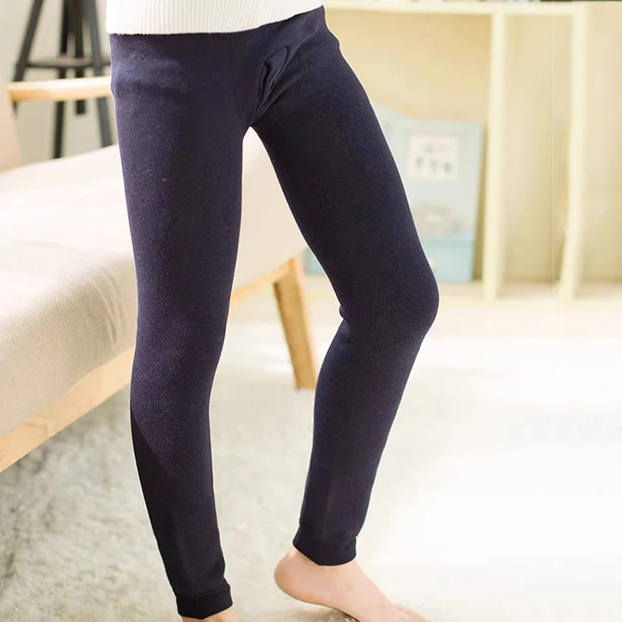 Einfache einfarbige Kinder-Thermohose für Babys, nahtlos, integrierte Thermohose für Jungen, Winter, verdickte warme Leggings für Jungen