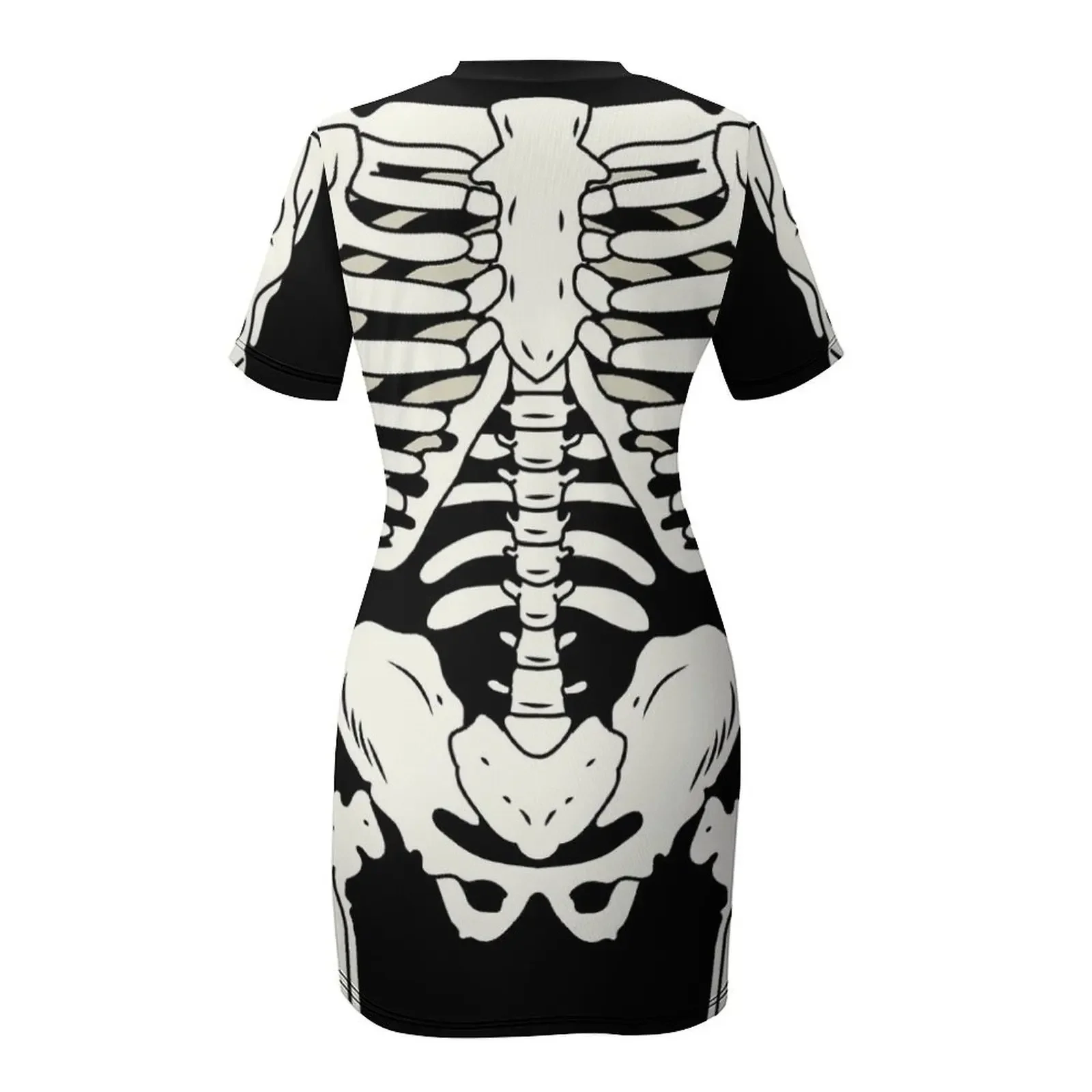 เดรสแขนสั้นลายกระดูกสำหรับงานพรอม ชุดเดรสฤดูร้อนสำหรับผู้หญิง ปี 2025 เสื้อผ้าฤดูร้อนสำหรับผู้หญิง ชุดเดรสฤดูร้อนปี 2025