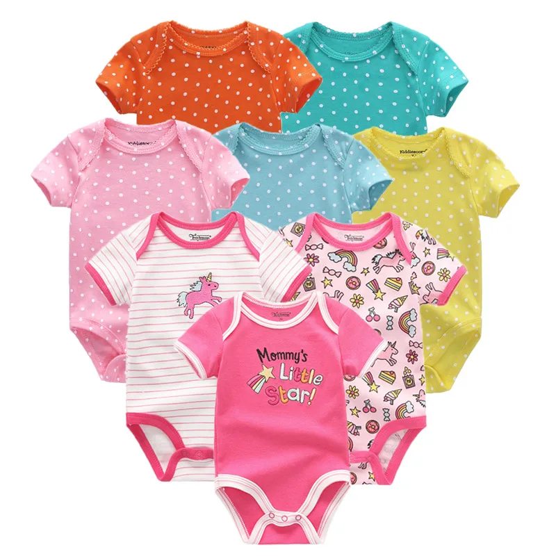 Kiddiezoom 8Pcs/Lot Baby Bodysuits Fashion Cartoon Newborn Boy Girl Onesies Infant Clothing Sets