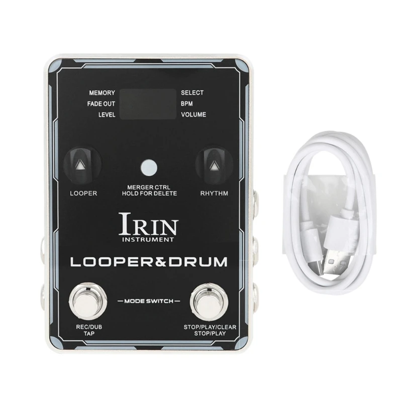 

Looper Pedal Drum Machine Electric Guitar Effector Pedal 100 Drum Rhythms Stereo Guitar Loop Recorder Pedal with Screen