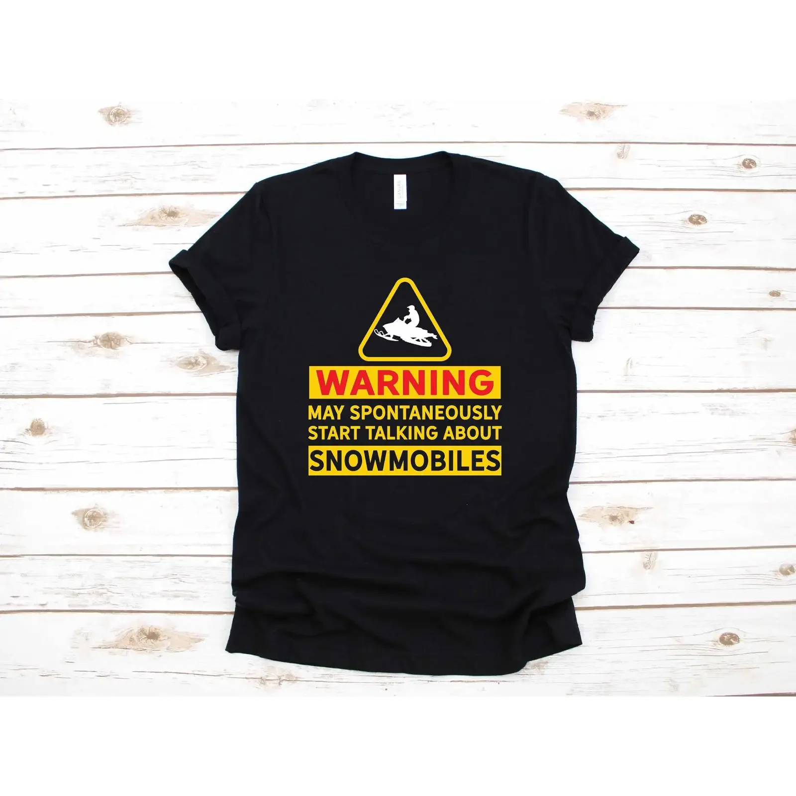 Funny Snowmobile Warning Apparel Snowmobiling T Shirt Long Sleeve SweaT  vintage Washed designer clothes Comfortable
