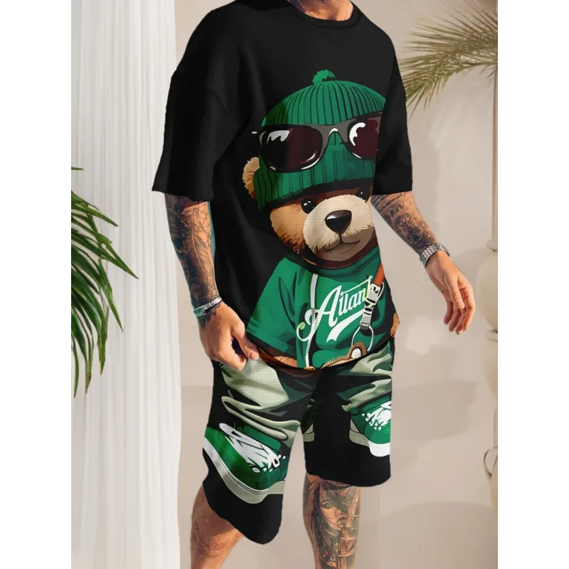 

Floral Print Short Sleeve T-Shirt Set Unisex Lightweight Comfortable Breathable Fashionable Spring Summer Casual Wear