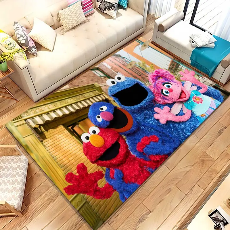 Vintage S-Sesame Street Elmo Cookie Monster Soft Non-Slip Large Area Rug for Living Room,Bedroom Carpet Mat for Sofa,Home Decor