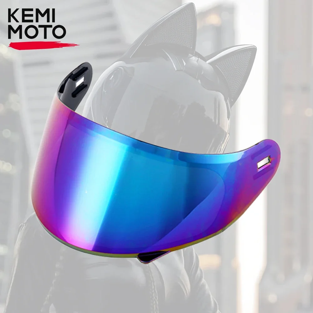 

For HNJ Cat Ear Motorcycle Helmet Lens Full Face Moto Helmet Visors Transparent Colorful Easy To Install Multipurpose