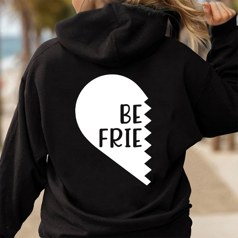 Best Friend Heart Shaped Women Hoodies Zip Up Sweatshirts Long Sleeve Hooded Jackets Coat Best Friend BFF Hoodie Sisters Hoodies