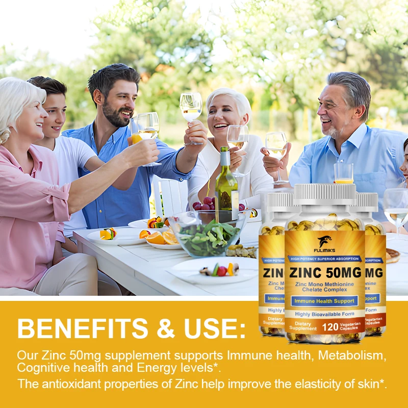 Zinc Capsules Support The Body\'s Immune Defense, Ultra Absorbable, Non-GMO, Gluten-Free, 120 Vegetarian Capsules