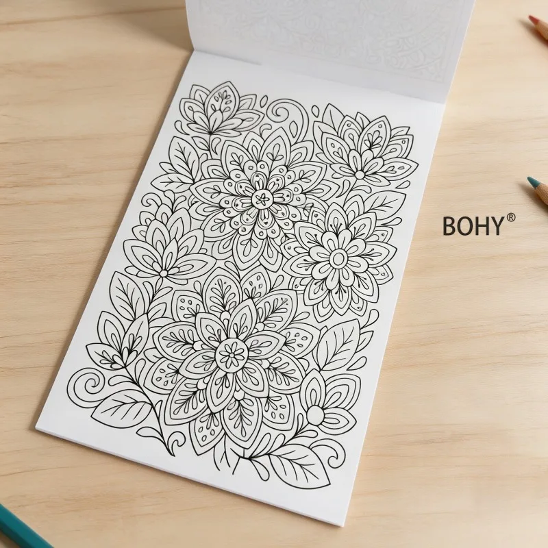 1 Adult Meditation and Stress Relief Graffiti Book, Include Thread Drafts As Retro Rose Flowers/birds in The Forest, 24 Pages