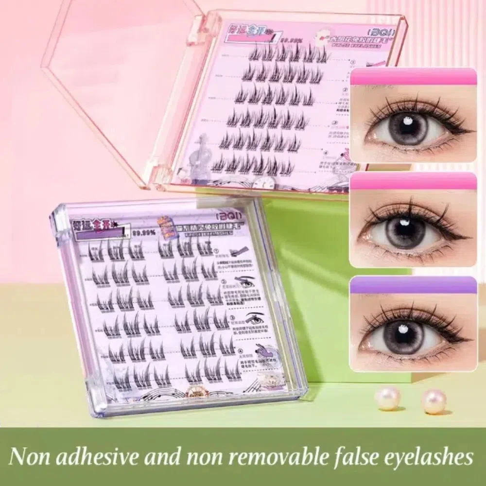 

Fluffy DIY Self-adhesive Lash Clusters Reusable Wispy Adhesive False Eyelashes Individual Extension Glue Free Fake Lashes Girls