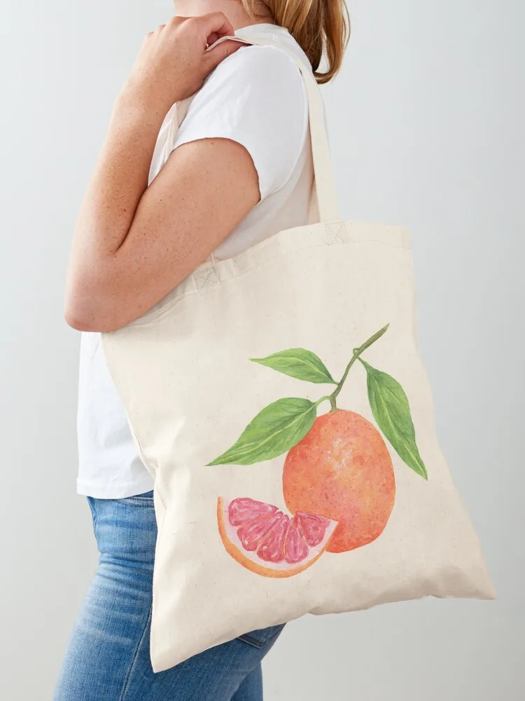 Watercolor Pink Grapefruit Tote Bag Shopper handbag Canvas stote bag canvas tote