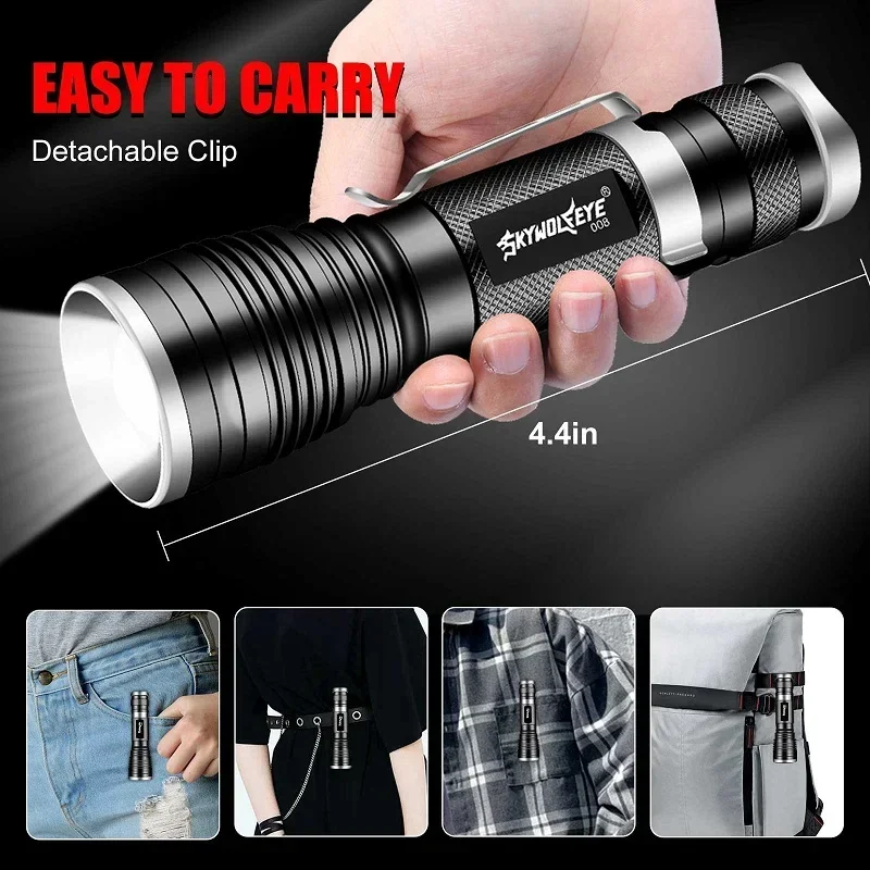 Skywolfeye Flashlight Set Battery Powered High Power Rechargeable Tactical Flashlight  for Camping Emergency