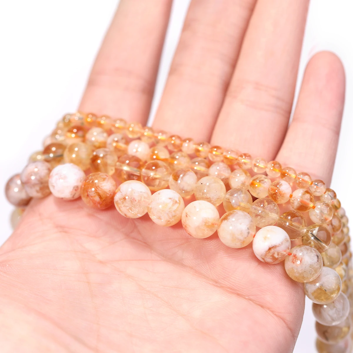 AAAAA سيترين الخرز كريستال الحجر الطبيعي 4/6/8/10 مللي متر الكوارتز الطاقة شفاء الخرز للمجوهرات قلادة سوار DIY بها بنفسك اكسسوارات