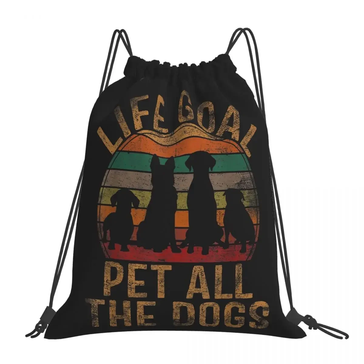 

Life Goal Pet All The Dogs Funny Dog Lover Pet Puppy Owner Backpacks Drawstring Bags Drawstring Bundle Pocket Sundries BookBag