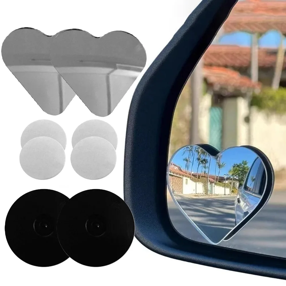 

2pcs Car Rearview Mirror Heart Shape High Definition Auxiliary Wide Angle Love Mirror Convex Surface for SUV Truck Car