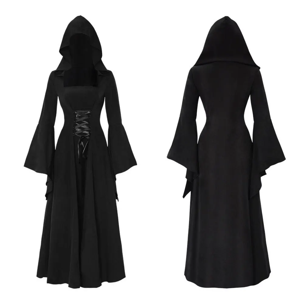 Wi Mittelalter Retro Long Dr Damen Bühnenkostüm Halloween Outfit Ethnische Bühnenkleidung Damen Premium Fa...