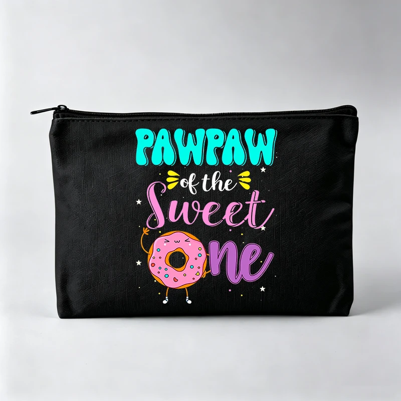 Women's Donut Graphic Makeup Bag with Letter Print, Sweet Style Cosmetic Pouch for Daily Use