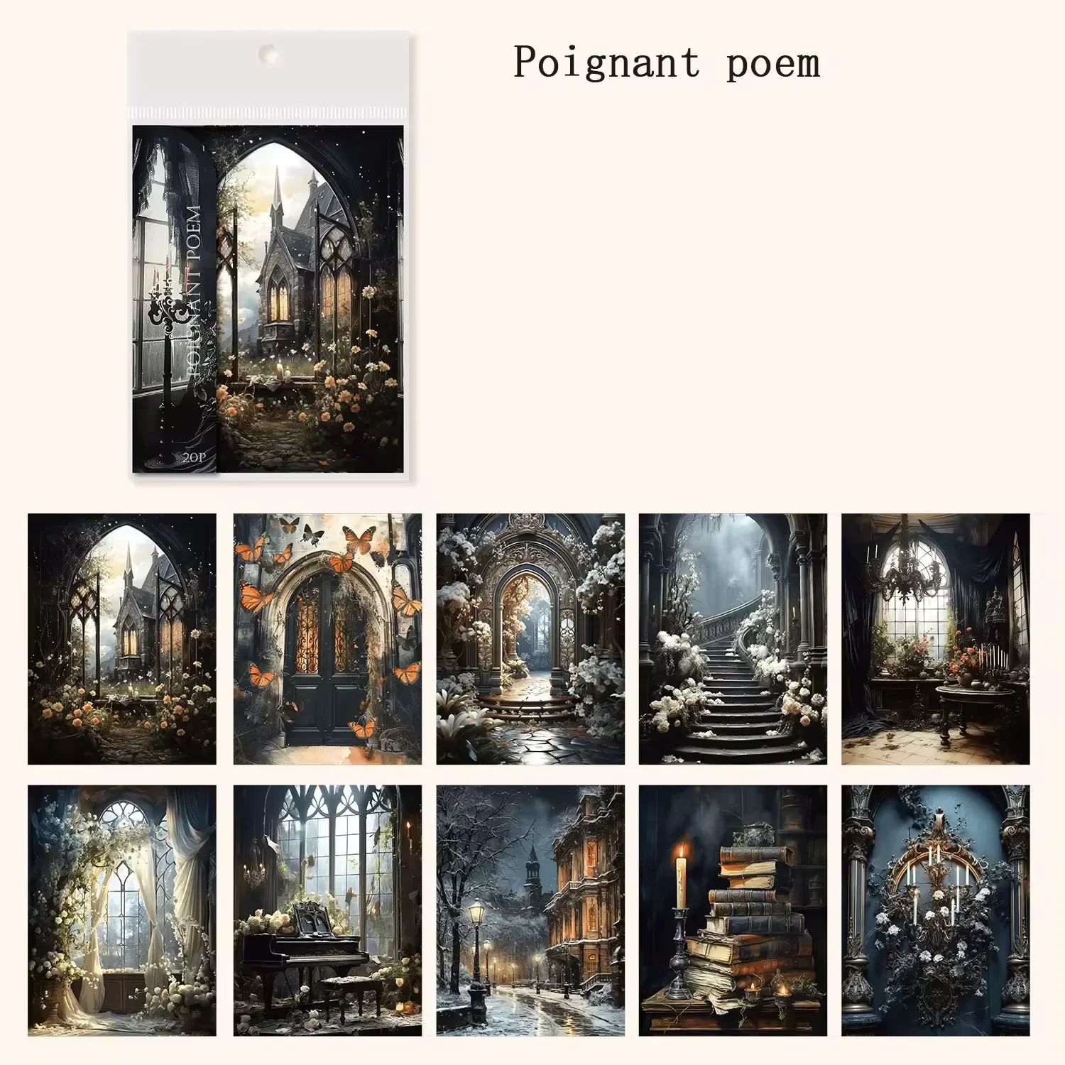 20 Blatt Gothic Retro Stil Notizbuch-Materialpapier, Notizbuch-Collage, Scrapbook-Schreibpapier, 175*120mm, Rhapsody Psalm Dark – Detail 11