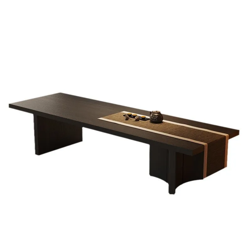 

Solid wood large board tea table and chair combination home living room new Chinese zen tea table light luxury high sense
