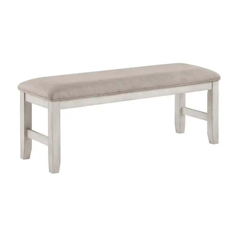 

Upholstered Seat Modern Farmhouse Dining Bench Antique White Finish Wooden Furniture 1pc