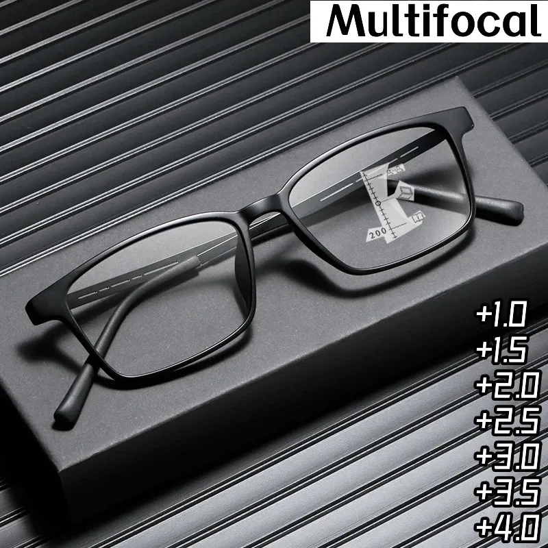 

Vintage Multifocal Reading Glasses Men Fashion Anti-blue Computer Eyeglasses Presbyopic Bifocal Eyewear Diopters +1.0 To +4.0