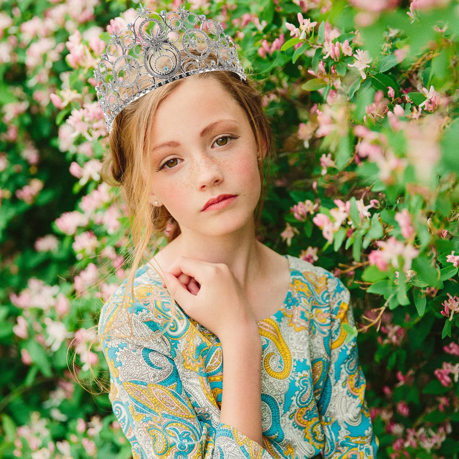 

Серебряная корона-тиара с кристаллами для невесты, свадебная повязка на голову, аксессуар для волос принцессы, для выпускного вечера, вечеринки, свадебная повязка для волос