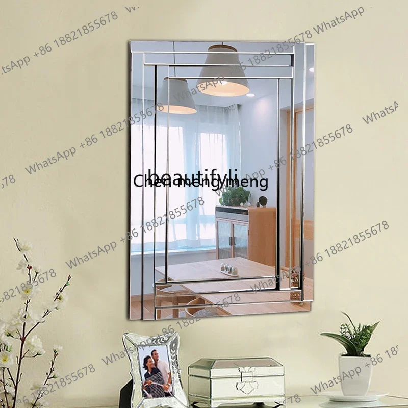 Living Room Entrance Decorative Mirror Bathroom Mirror Bedroom Dressing Table Simple Square Wall-Mounted Mirror