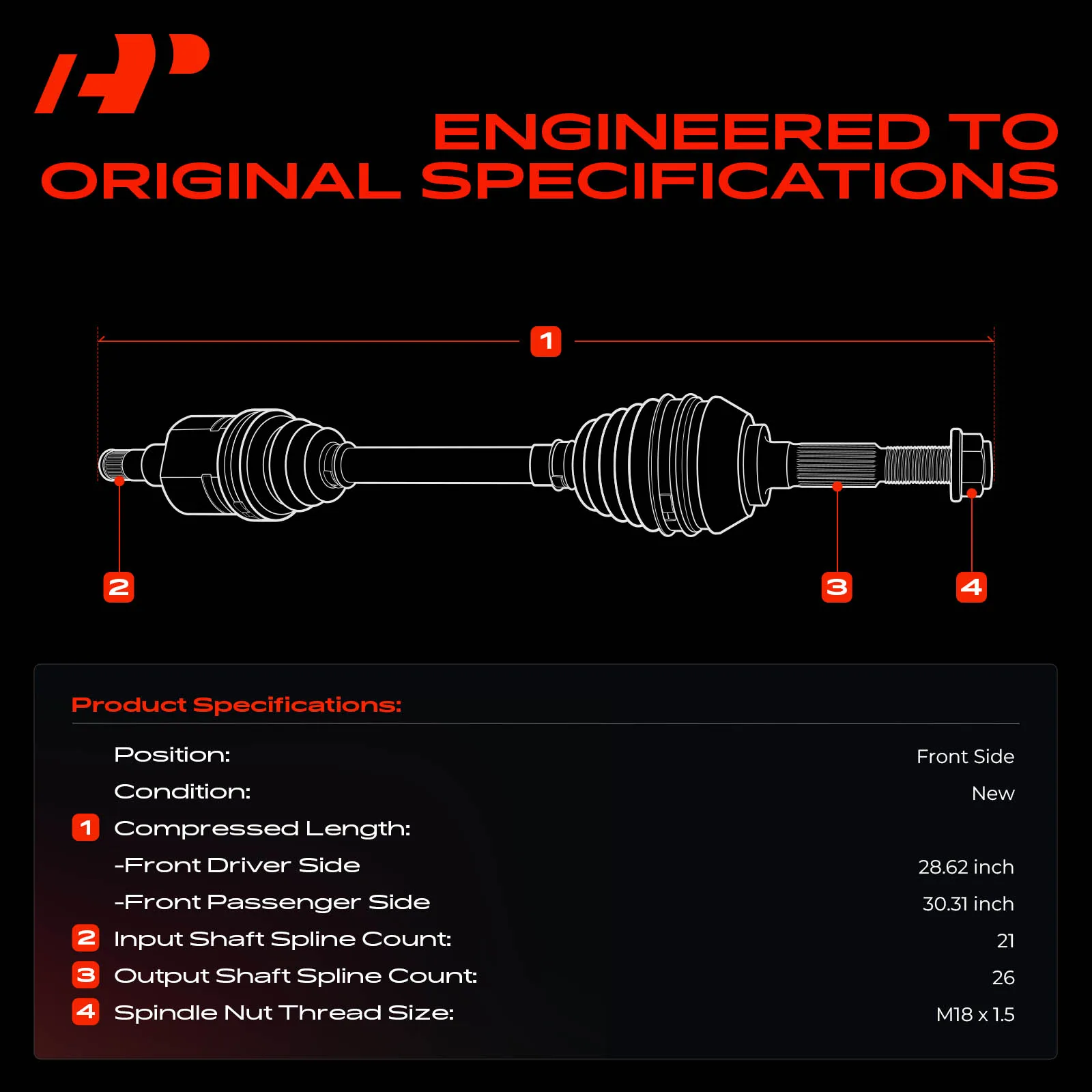 A-Premium Front CV Axle Assembly for Can-Am Maverick 1000 2013 Maverick 1000R 2013-2018 Maverick Max 1000R 2014-2018