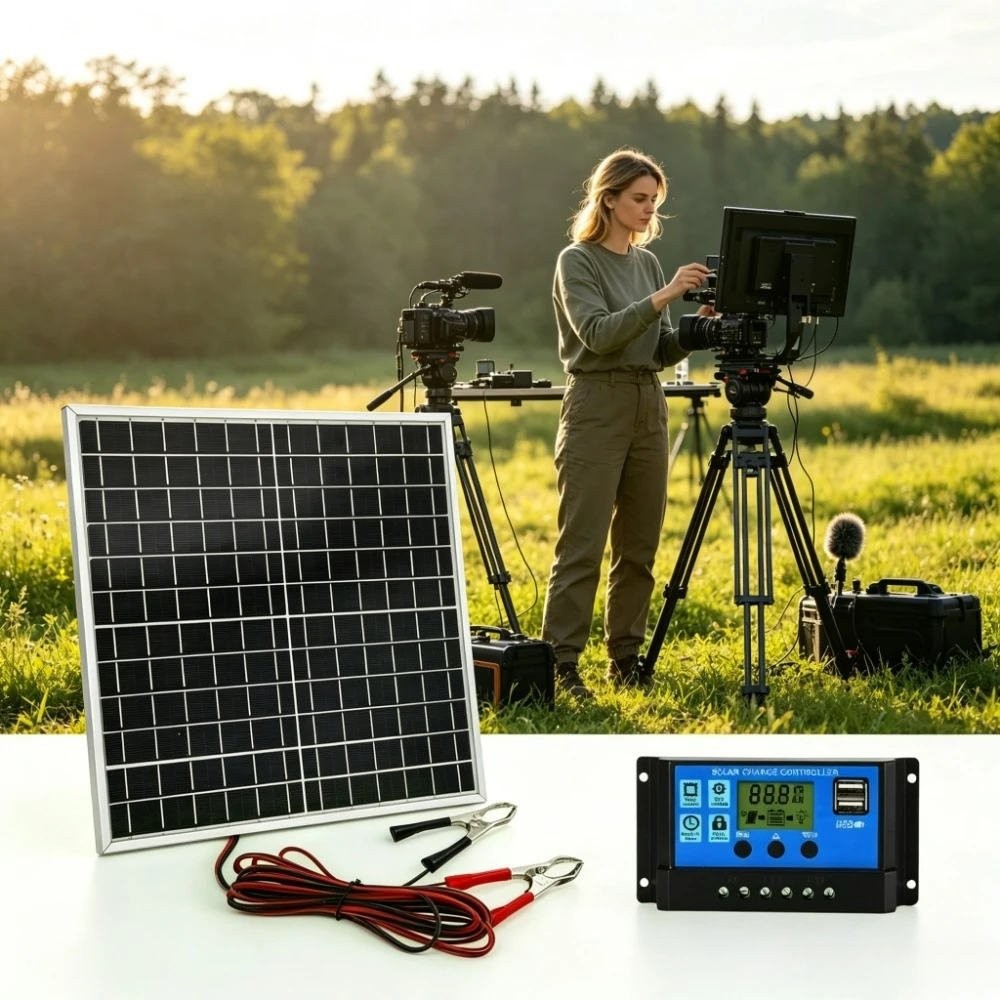 Outdoor Emergency 12W Solar Panel Monocrystalline Type Aluminum Casing Kit 12V Solar Charge Controller Off Grid Charging Unit