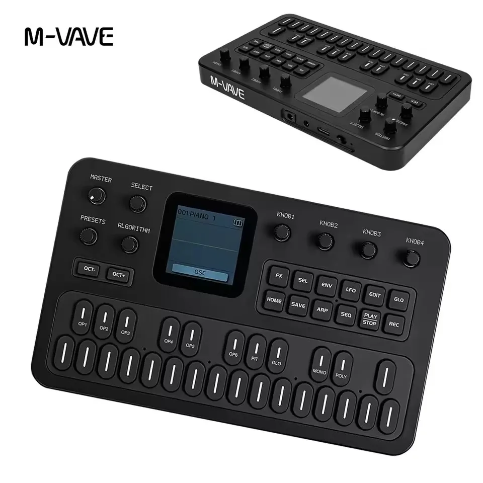 M-VAVE FM-1 Portable Fm Synthesizer Effect Pedal 12h Battery 6-Operator 32-Algorithm 128 Presets Built-in Speaker Bluetooth Midi