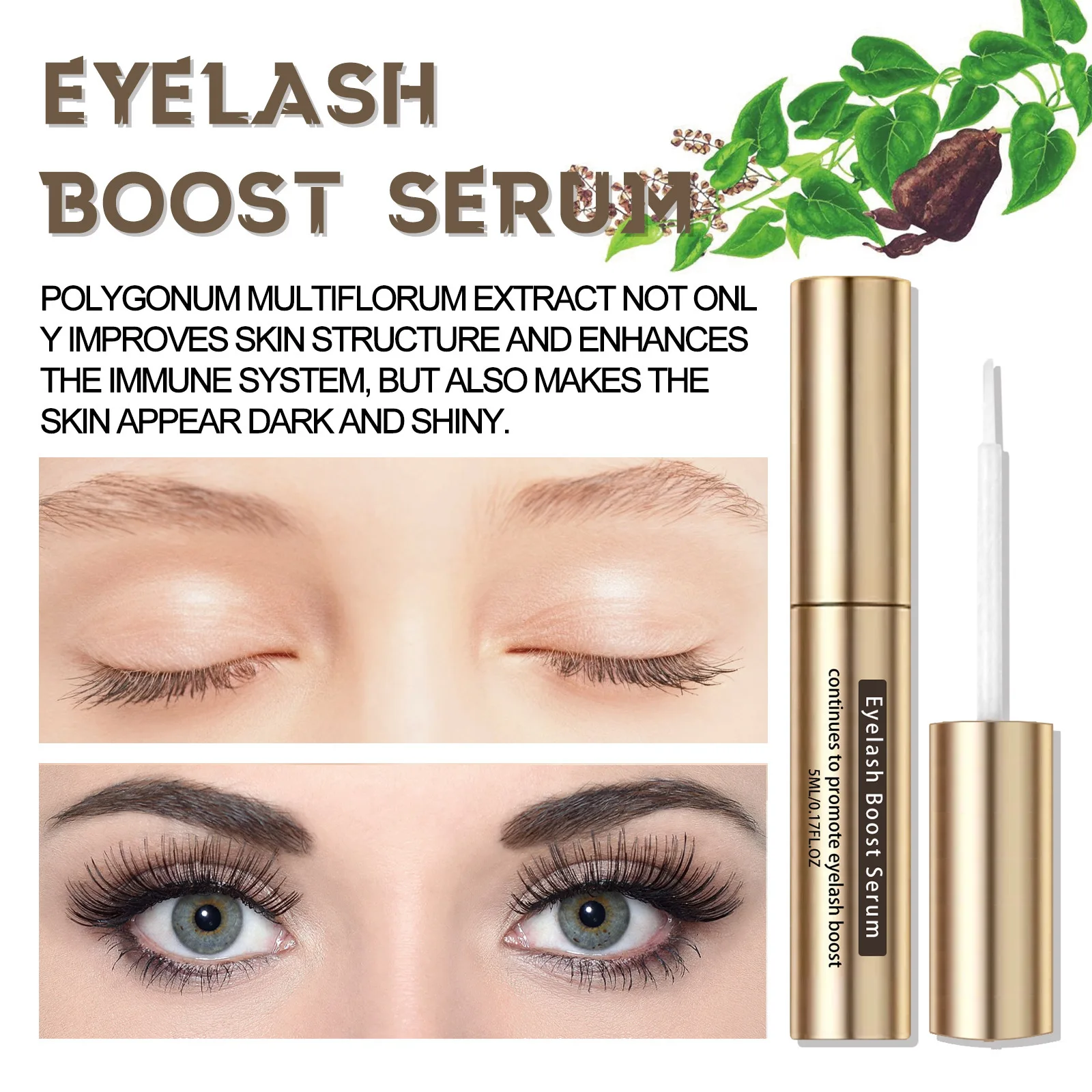 EELHOE Eyelashes Growth Serum Fast Lengthening Thicker Lashes Nourishing Treatment Curling Natural Lifting Enhance Liquid Makeup