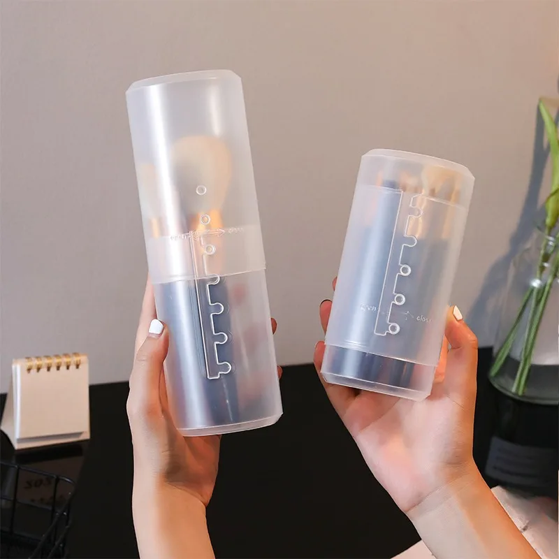 Transparentes Aufbewahrungsregal für Make-up-Pinsel, ausziehbarer Aufbewahrungseimer, tragbare Staubschutzhülle für den Außenbereich, transparenter minimalistischer Stil