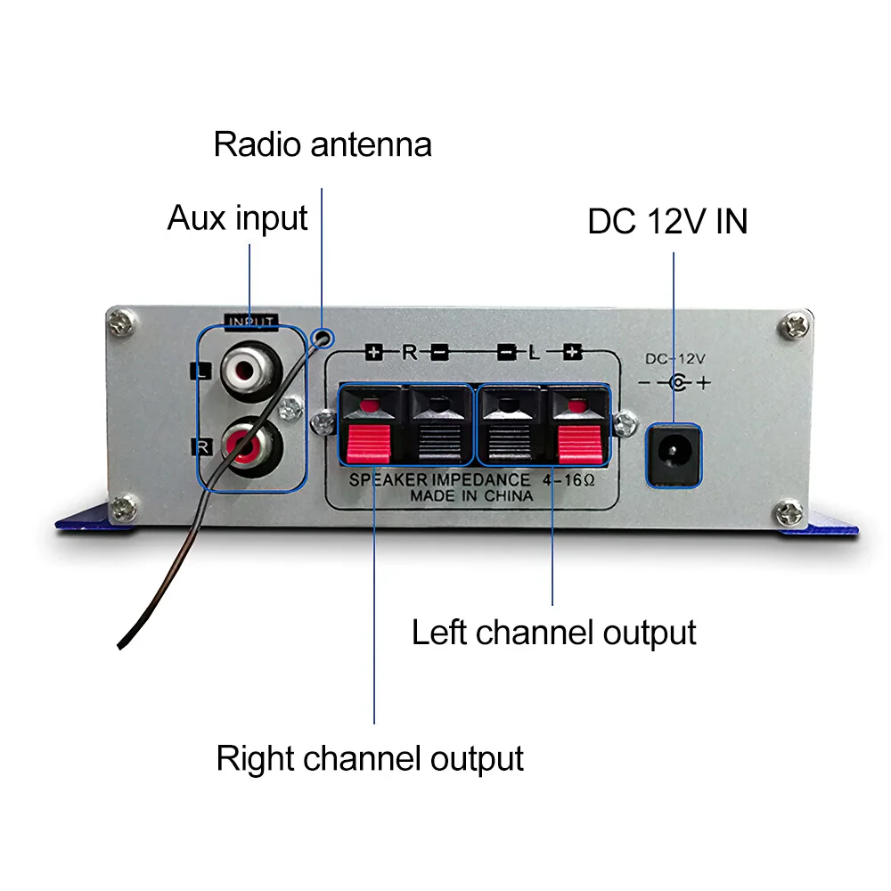 400W Home Digital Amplifiers 2.0 Channel Bluetooth Mini HIFI Power Amplifier Audio Stereo Amplificador Support FM SD USB AUX