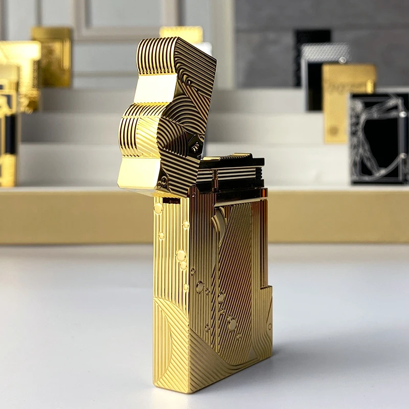 

Новое памятное издание, роскошная бутановая зажигалка, одинарное и двойное пламя, пинг-звук, естественная краска, коптильня 18102