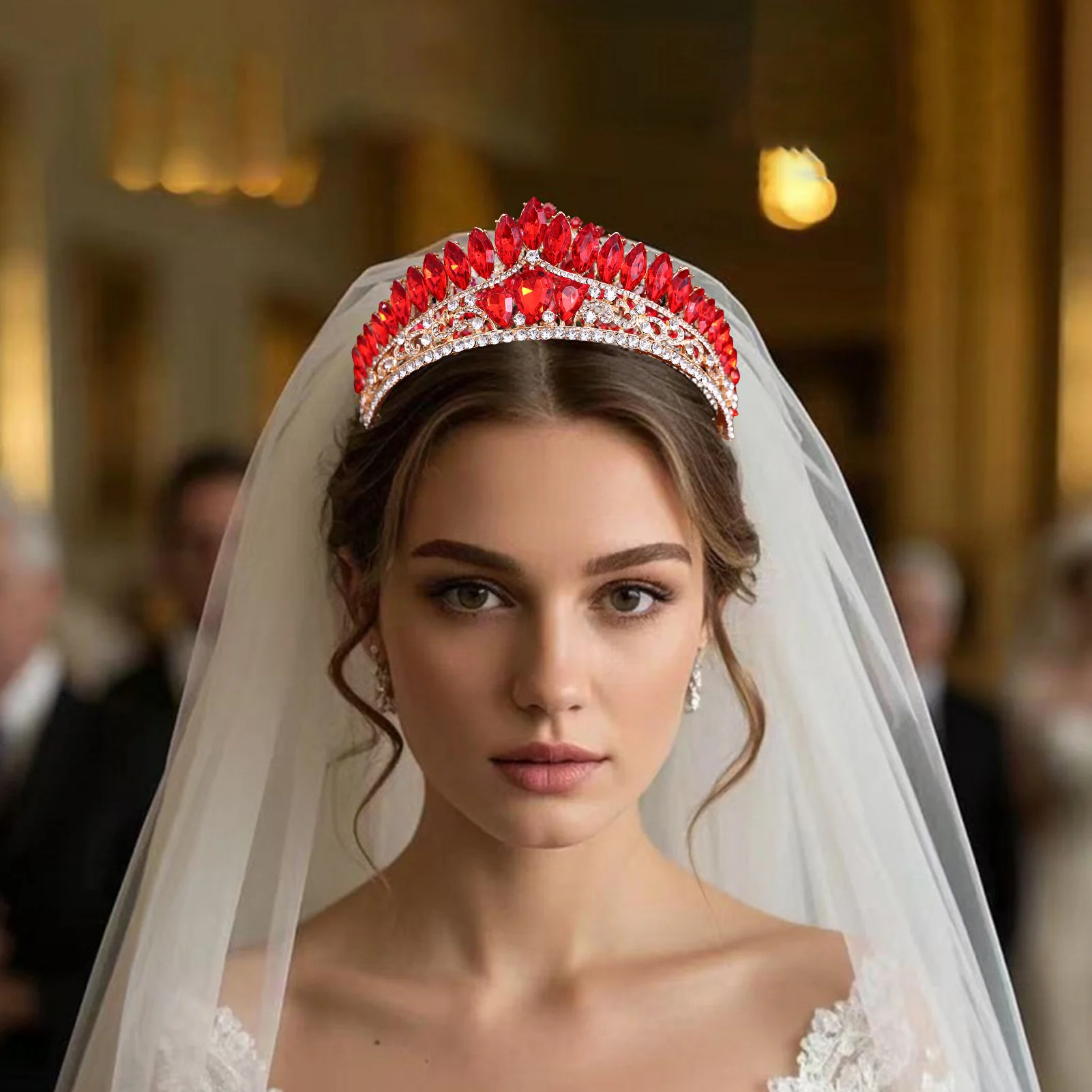 

Роскошные красные свадебные тиары с кристаллами, барочные короны из страз для женщин, корона принцессы, украшения для банкетов, аксессуары для волос