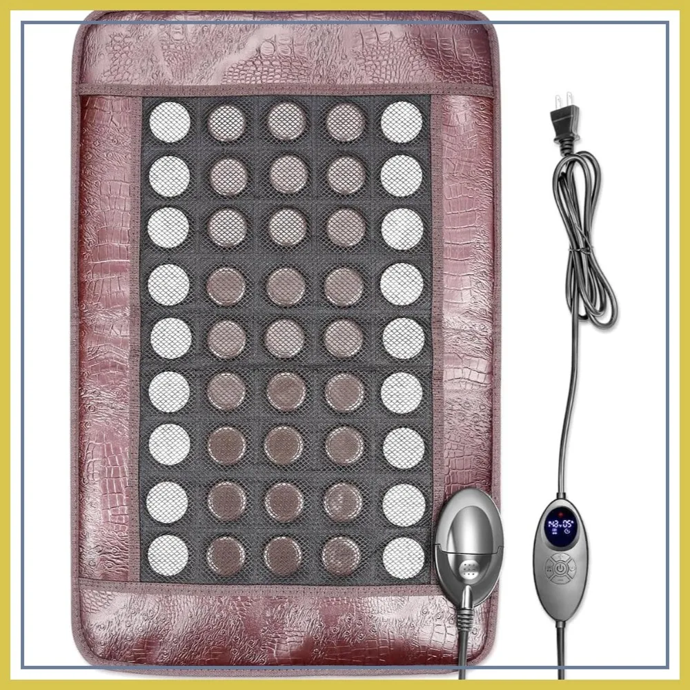 

Far Infrared Heating Pad for Back & Shoulder, Jade & Tourmaline Stones, EMF-Free, Deep Warming Mat with Adjustable Timer for Home Relaxation