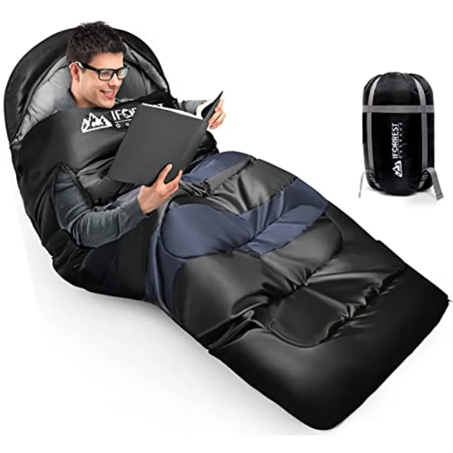 

Sleeping Bag - Single-Person Cold Weather Camping Bed for Adults and Teens - 33/40in - Extra-Wide and Warm