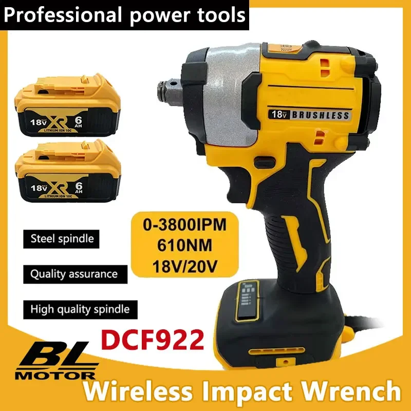 

Бесщеточный ударный гайковерт DCF922, 610 Нм, беспроводной, с большим крутящим моментом, регулируемой скоростью, электрический, перезаряжаемый, совместим с аккумулятором Dewalt 18В.
