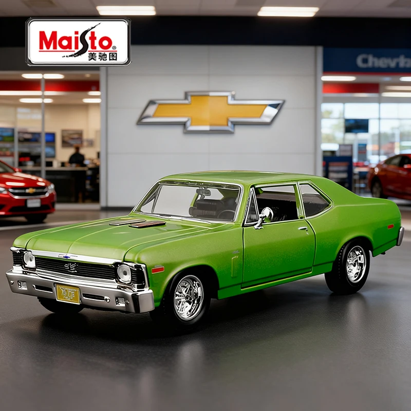

Maisto 1:24 Chevrolet Nova SS 1970, легкосплавный автомобиль, литье под давлением и игрушечный транспорт, модель автомобиля, миниатюрная масштабная модель автомобиля для детей