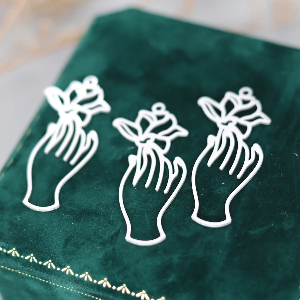 3 szt. Linia artystyczna ze stali nierdzewnej kwiat diy Vintage frędzle kolczyki Craft wisiorek Charms do tworzenia biżuterii akcesoria naszyjnikowe — zdjęcie 5