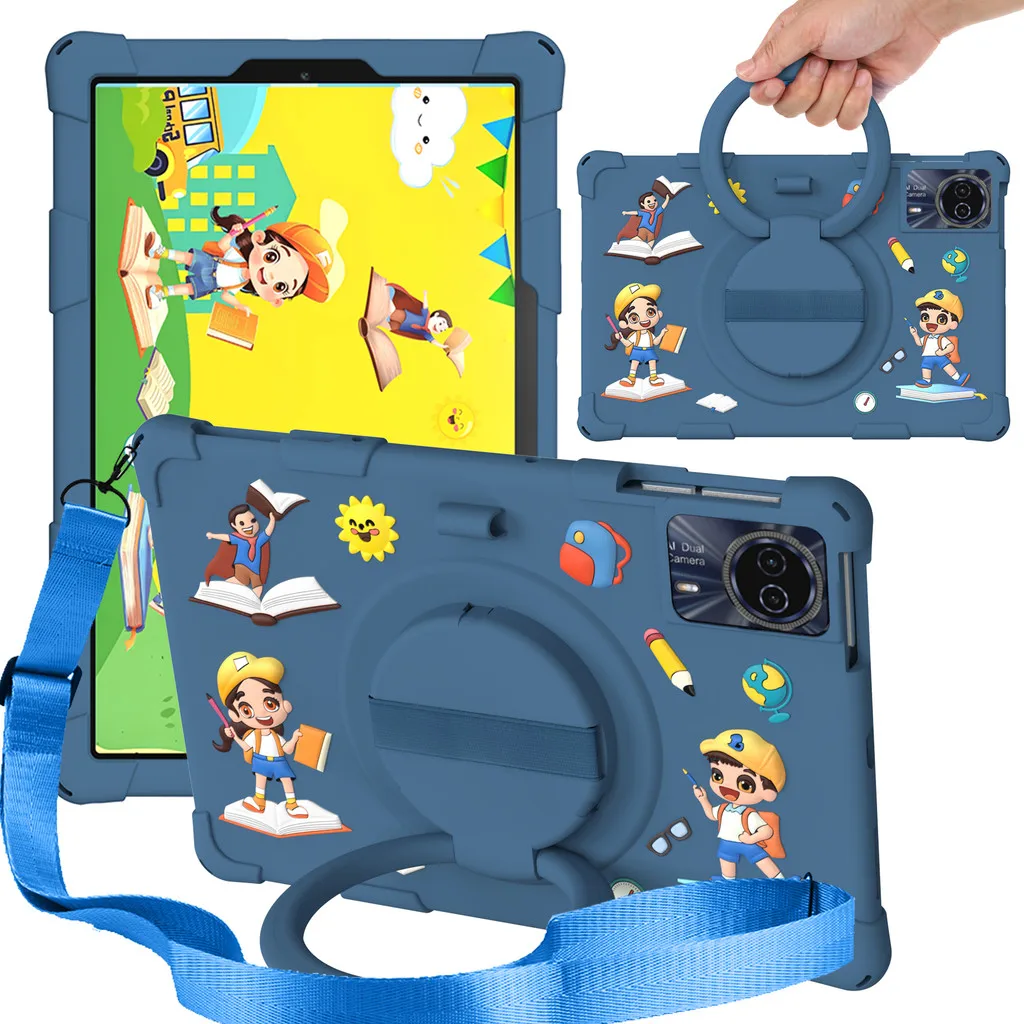 Вращающийся чехол с мультяшным рисунком для Honor Pad X8a 11 дюймов 2024 AGS6-W09 V9 11,5 дюймов 2025 с плечевым ремнем из мягкого силикона