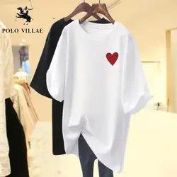 Summer Little Love Printed Loose Casual Pullover Lady Pure Cotton T-shirt Women Short Sleeve Crew Neck Basics Top Tees