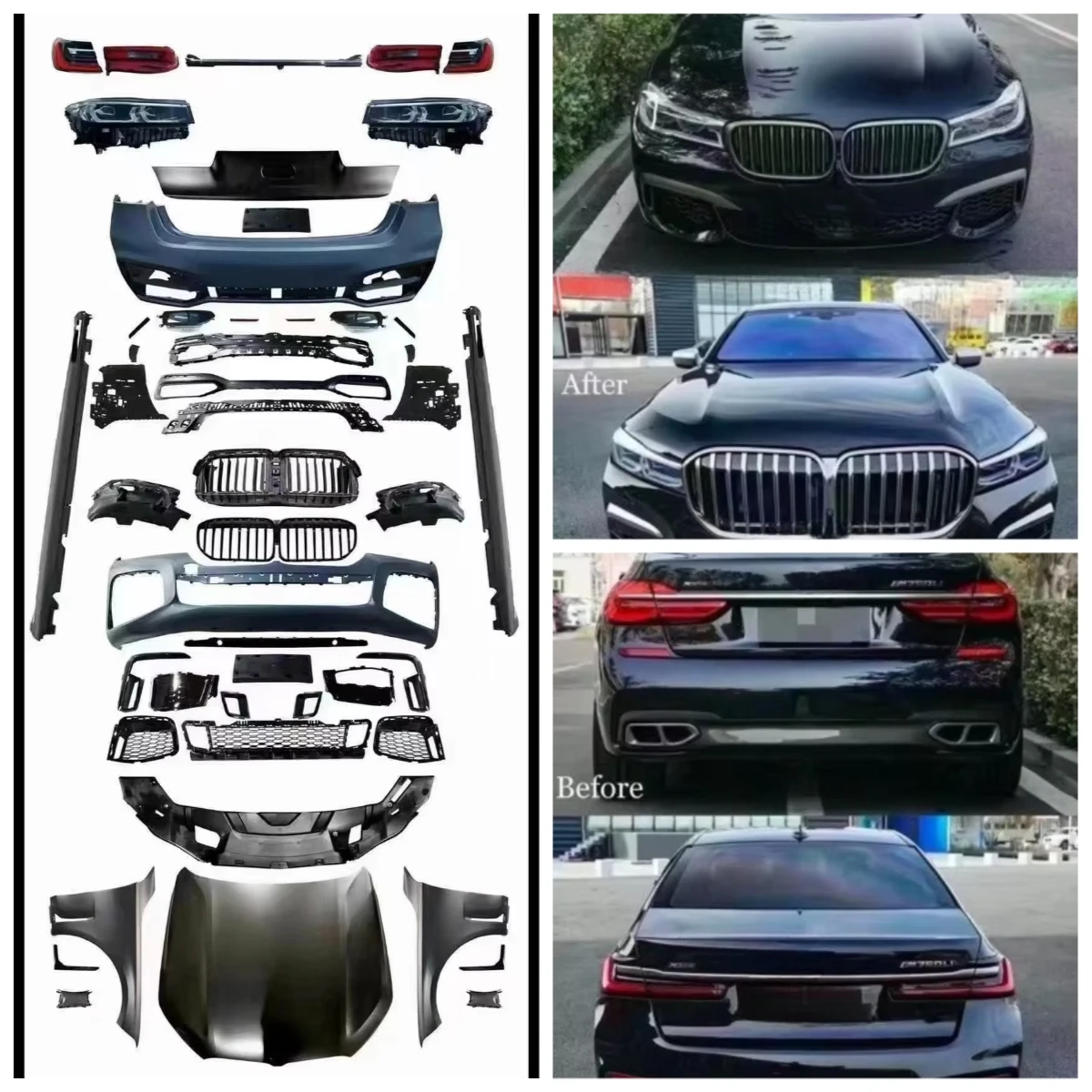 Modified Upgrade for Bmw 7 Series G11 G12 2016-2018 Car Body Kits  Front Rear Bumper Body Kit with Head Lamp Tail Light for