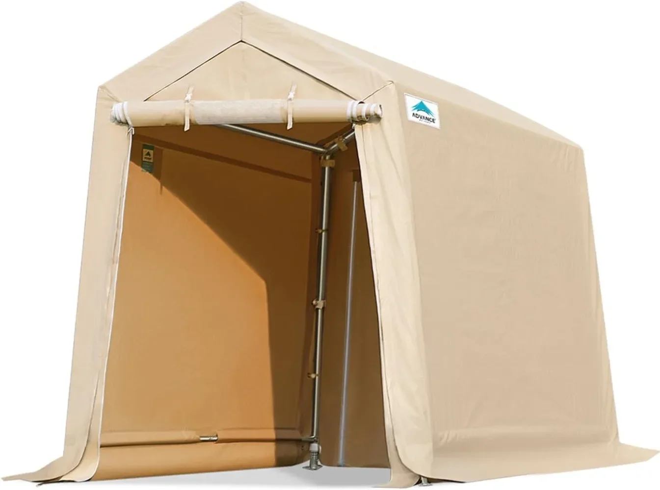 

6X8 ft Outdoor Portable Storage Shelter Shed with 2 Rolled up Zipper Doors & Vents Carports for Motorcycle Waterproof, Beige