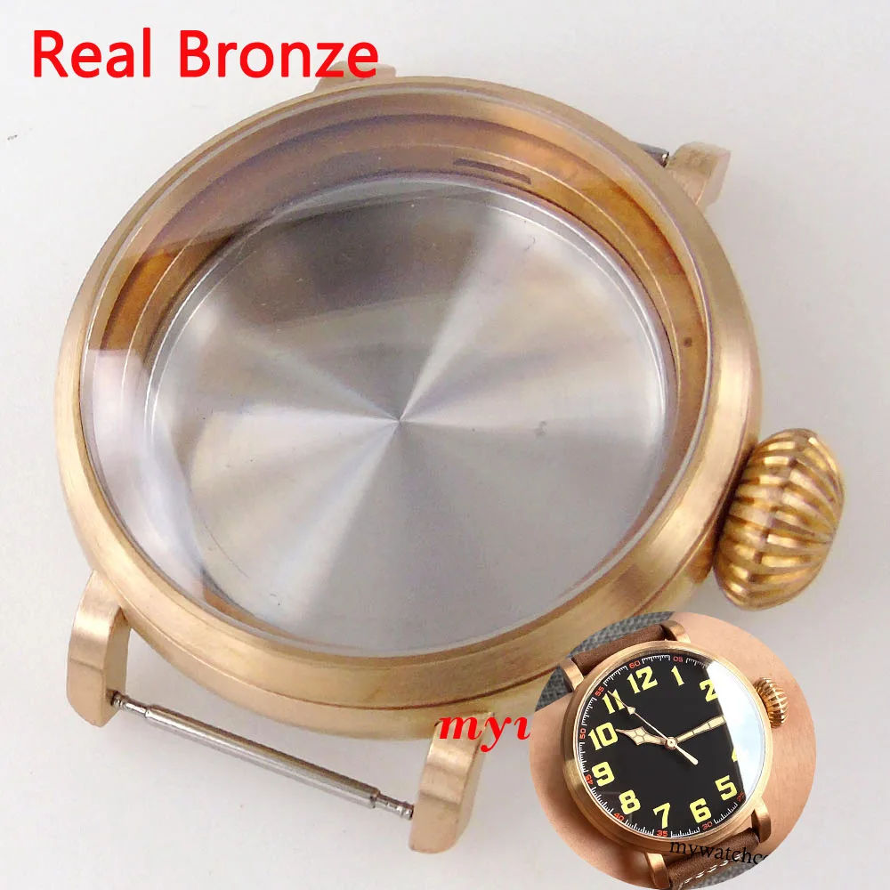 100m à prova dwaterproof água novo grande cusn8 46mm grandes peças de reposição caso relógio bronze real para nh35a nh36a pt5000 movimento vidro safira