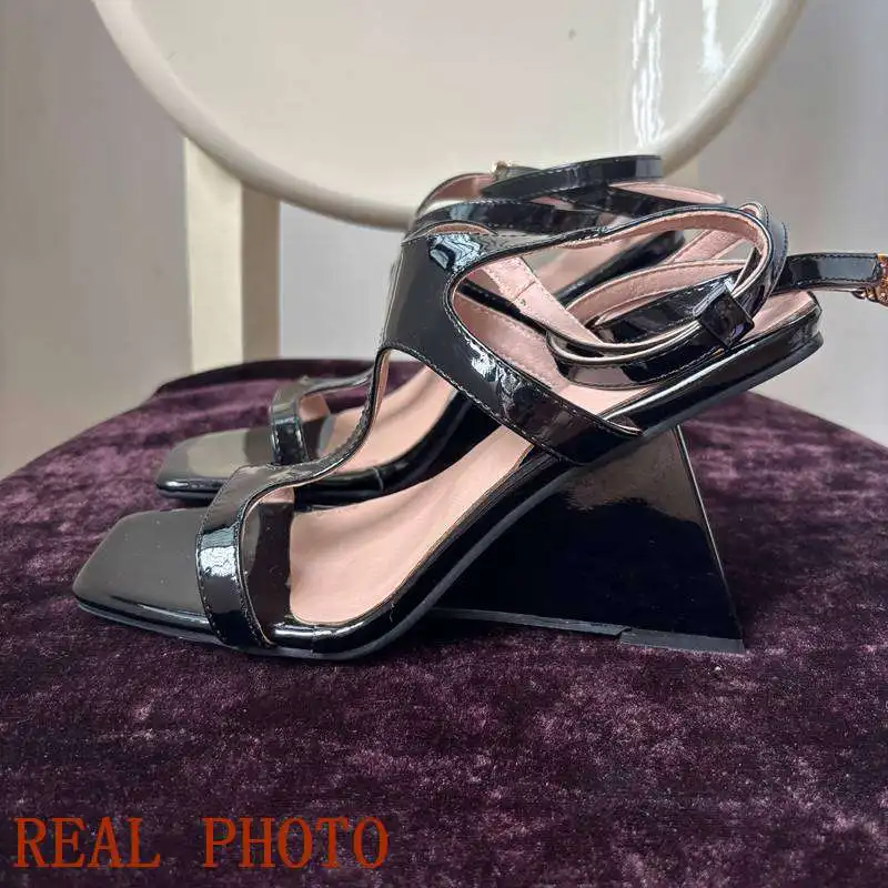 SIMLOVEYO 2024 Summer Female Sandals Toe Heel Shoes Buckle Strap Size 42 43 Sexy Party Fashion Shoes