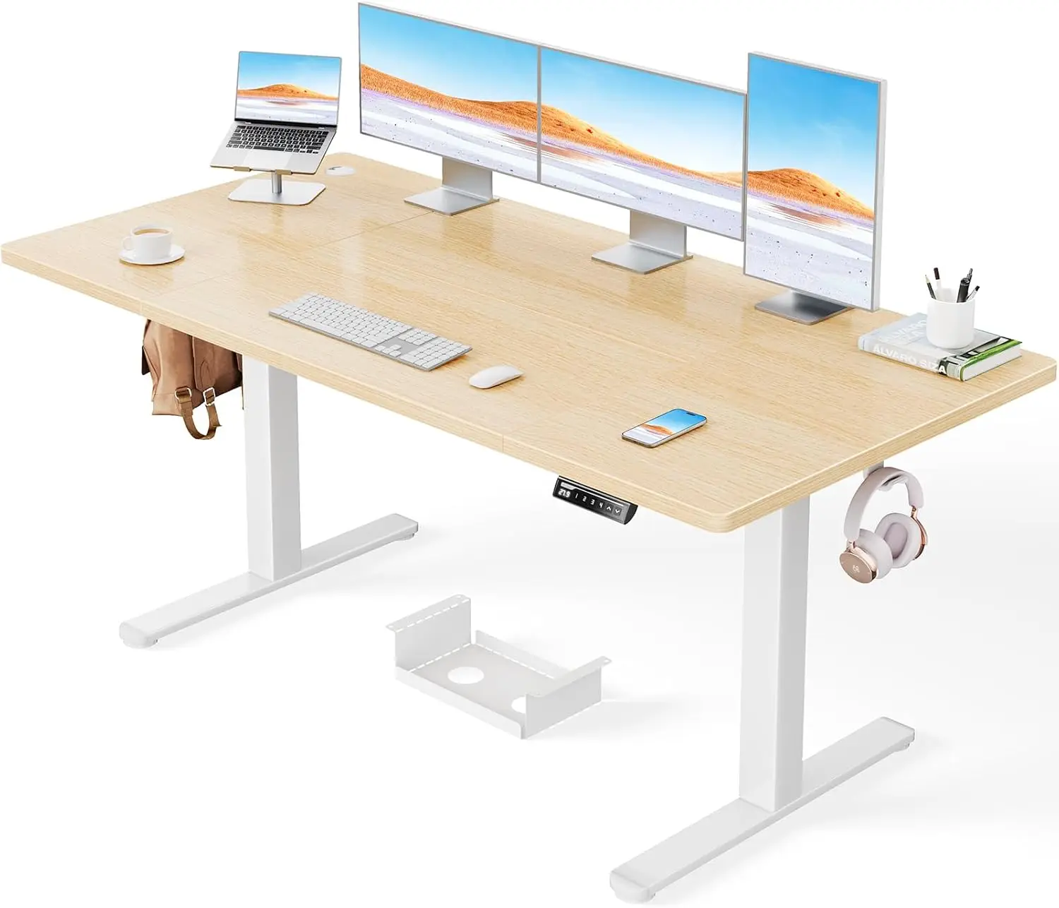 Höhenverstellbarer Schreibtisch, 160 x 80 cm, 100 kg Tragfähigkeit, elektrischer Schreibtisch mit