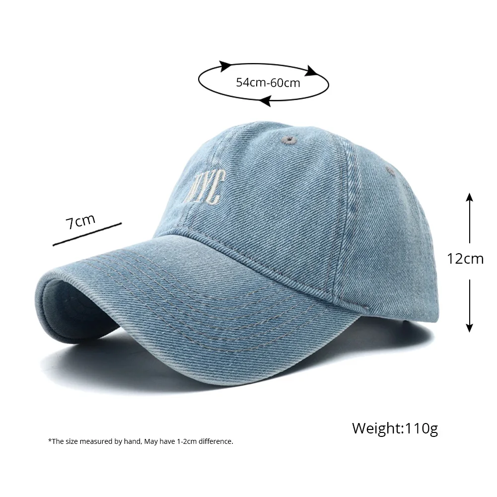 للجنسين خمر مدينة نيويورك التطريز غسلها الدنيم قبعة بيسبول قابل للتعديل Snapback قبعة الشمس حماية قبعات لا تغطي الرأس بالكامل للرجال والنساء